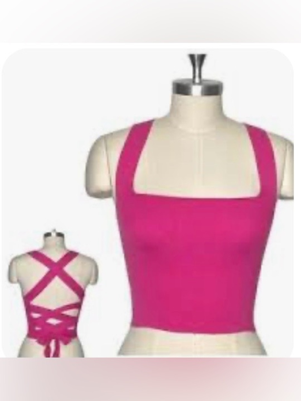 Le Lis Pink Square-Neck Tie-Back Crop Tank